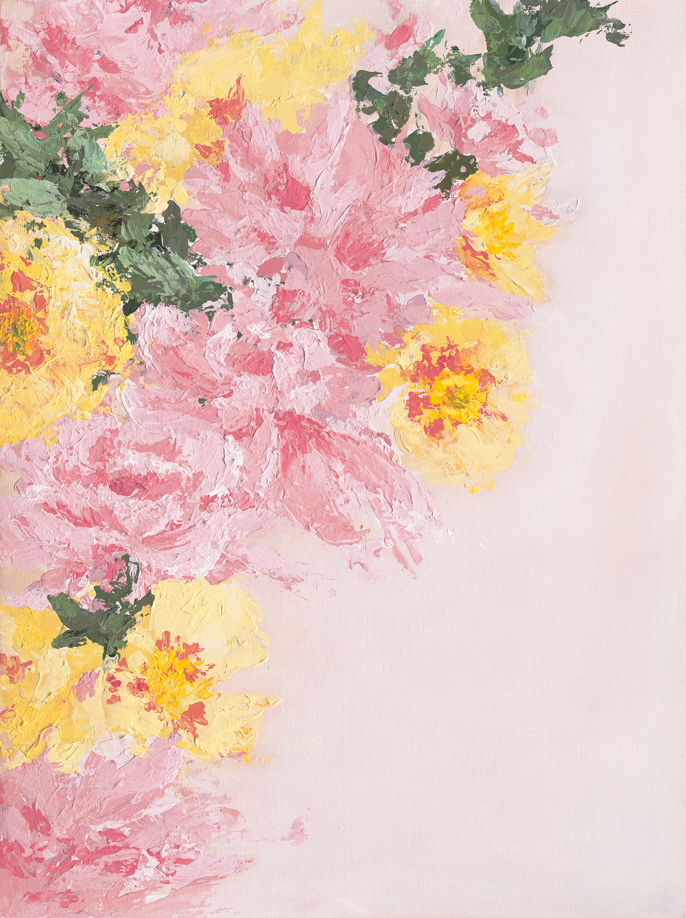 Awaited | Print | Spring Flowers | Pink and Yellow Artwork | Framed | Parisa Fine Arts