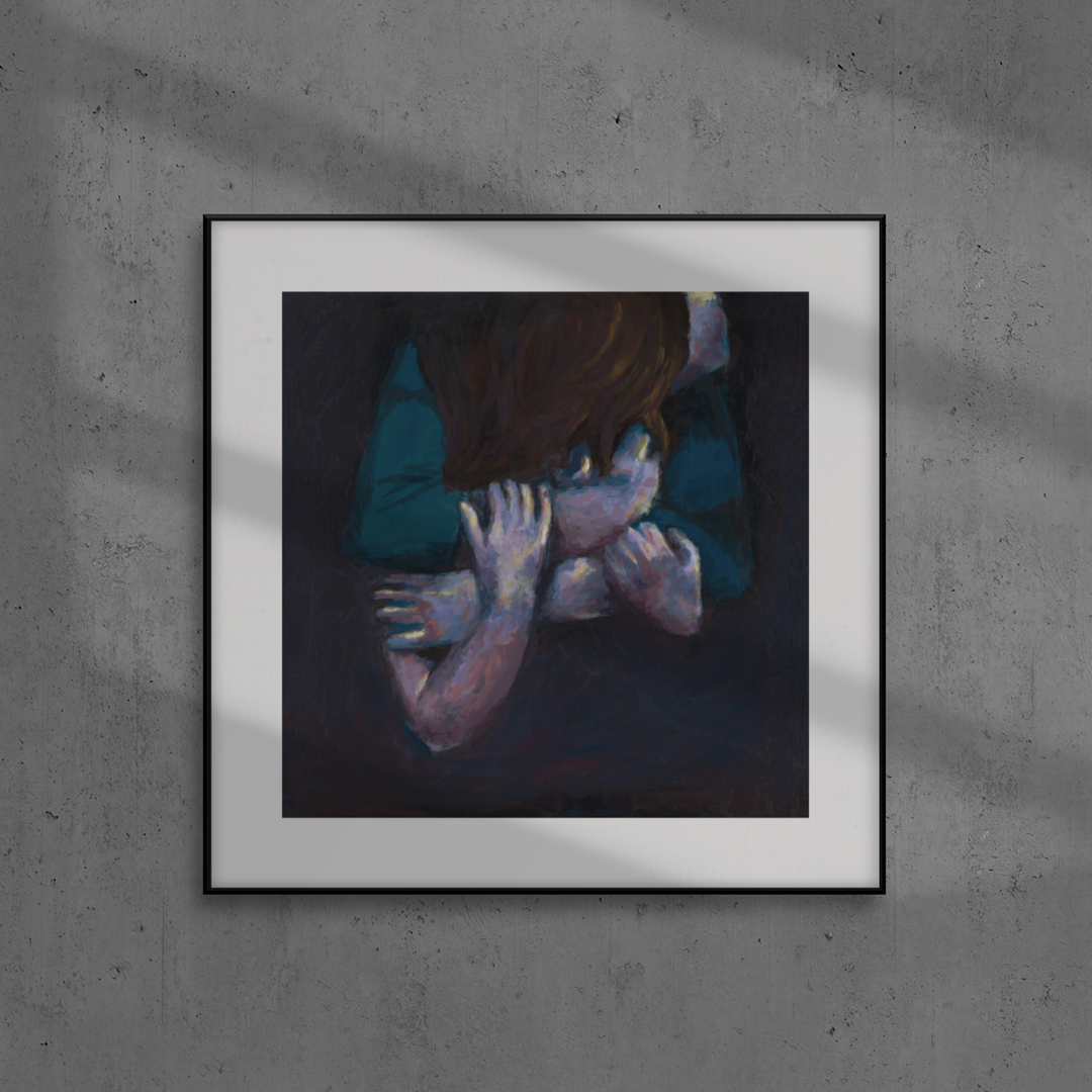 Artwork titled "Never let me go": Framed Print for Sale, impressionistic artwork for a dark, moody interior