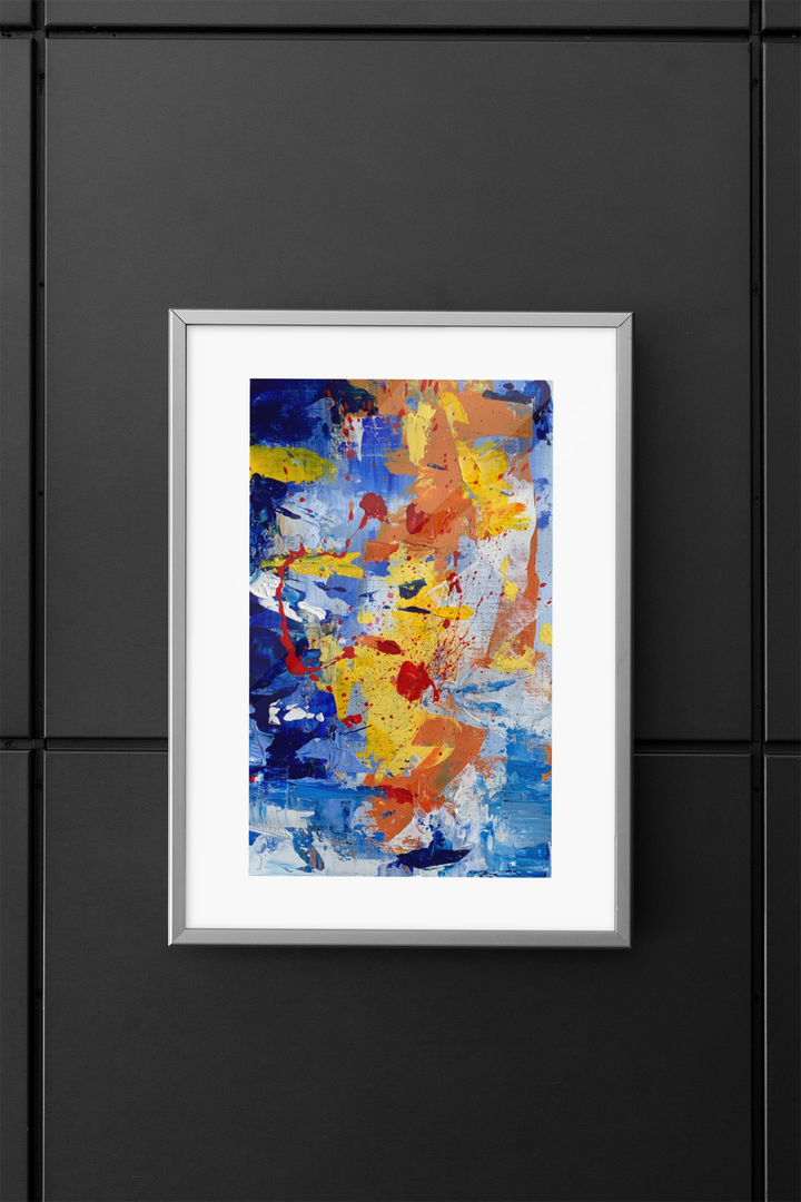 Artwork titled "The Puebla Artisan": Framed Abstract Print with Caribbean blues from Parisa Fine Arts